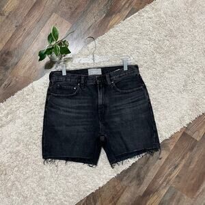 Everlane Size 28 Washed Out Black Frayed Hem High-Rise The Denim Shorts